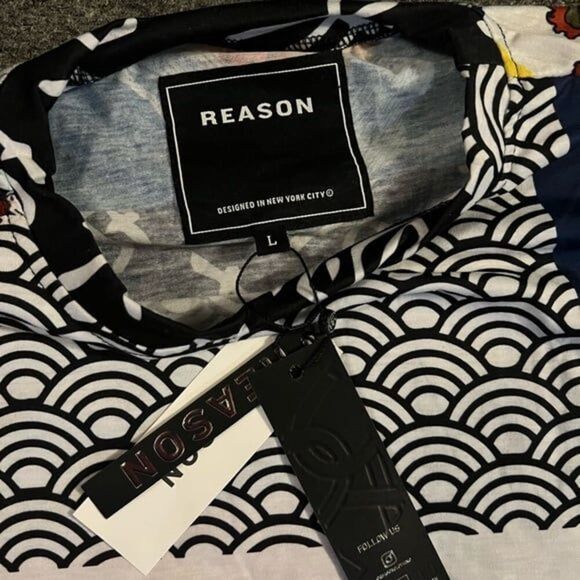 NWT Reason Men's Multi Swan Long Sleeve Tee Size L - Picture 5 of 7